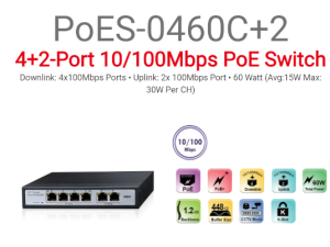 סוויץ Provision 4+2 PORT 10/100Mbps PoE 30W per Channel